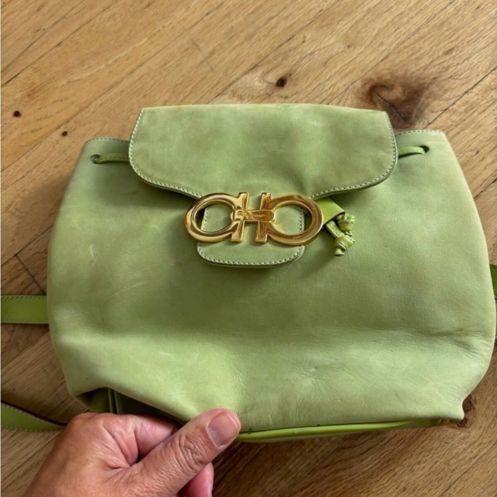 Salvatore Ferragamo Mint Green Vintage Backpack